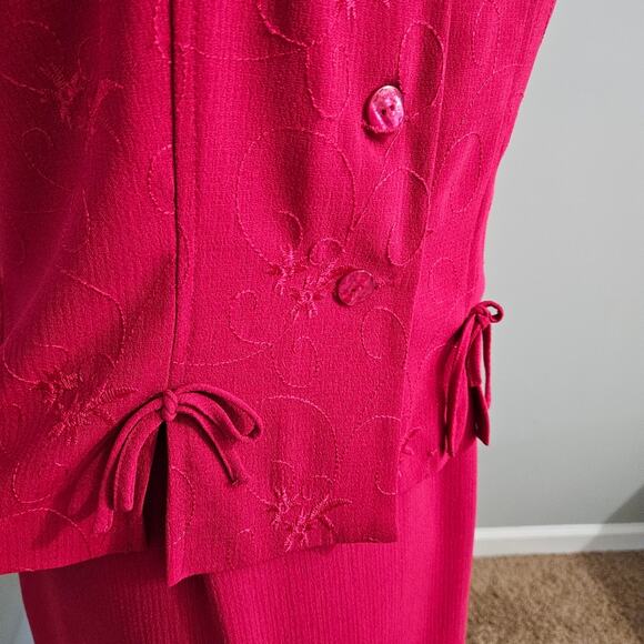 Vintage Two-Piece Fuchsia Midi Length Sheath Dress with Jacket by Sag Harbor 10 - Picture 11 of 13
